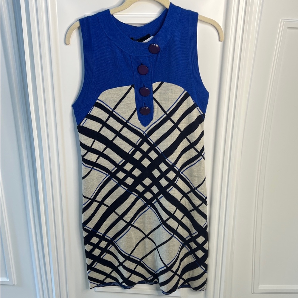 Anthropologie Sleeveless Blue Sculpted Mini Dress Women’s Size Small